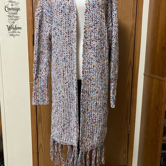 NWT Lulus Fantastic Fringe White Multi Color Cardigan Sweater Longline S… - Picture 4 of 11